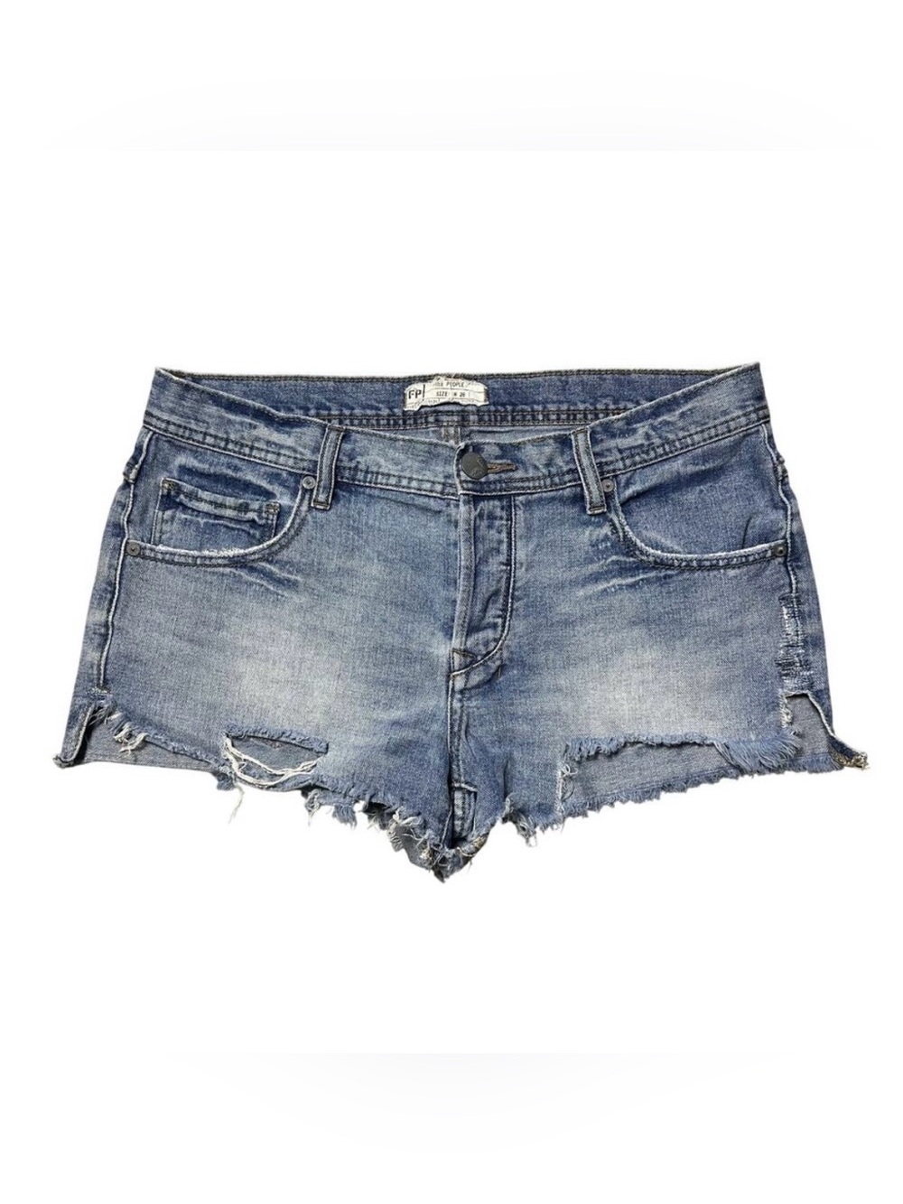 Free People Distressed Jean Shorts Button Fly